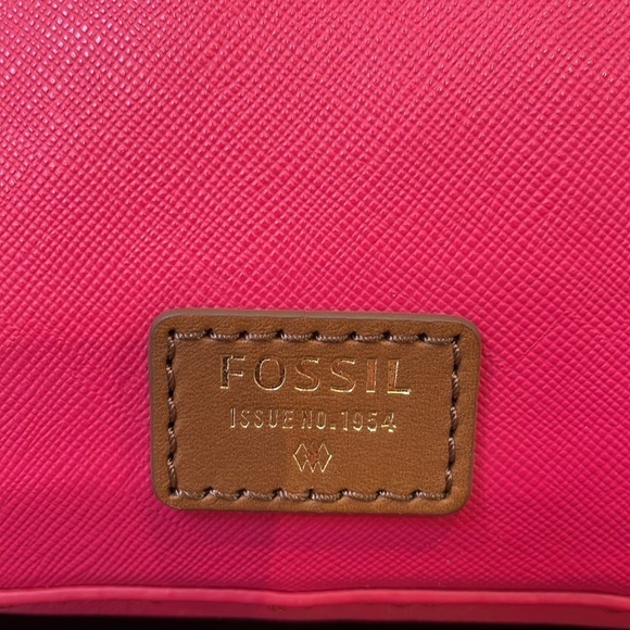 NWOT Fossil Ava Satchel pink with brown leather trim removable shoulder strap - Picture 5 of 13